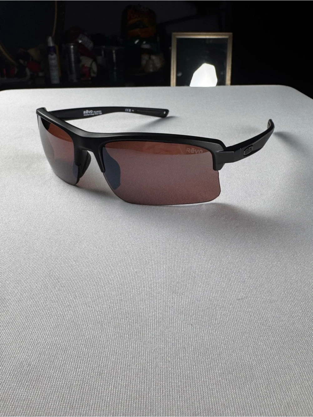 Revo Annika 2 RE1203 01 GO Matte Black Semi-Rimless Polarized Maroon Mirror Lens